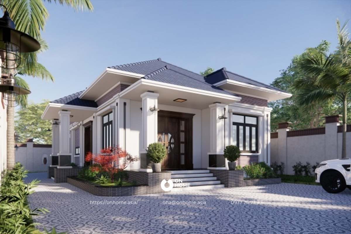 Mẫu nhà cấp 4 4 phòng ngủ mái Nhật đẹp