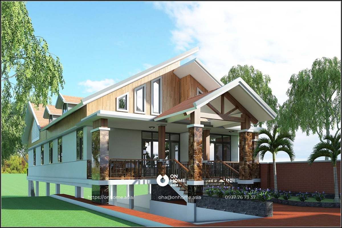 Nhà cấp 4 mái Thái có hầm để xe