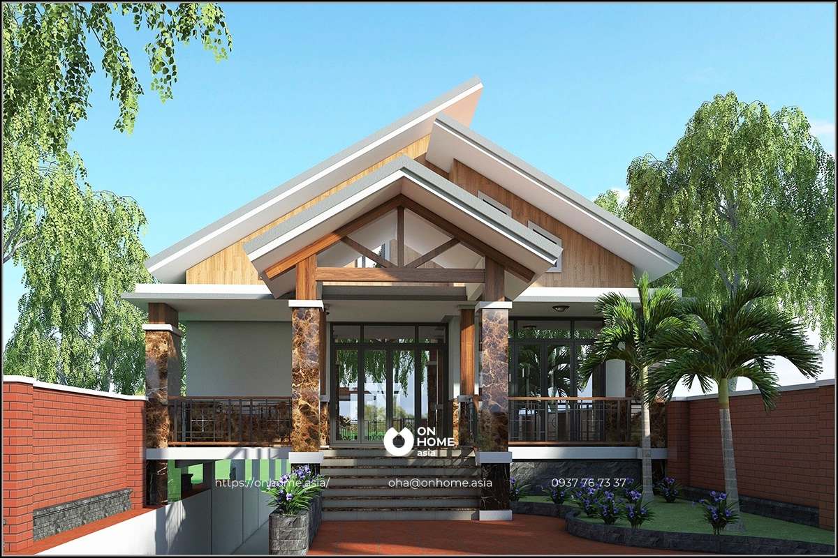 Nhà cấp 4 mái Thái có hầm để xe đẹp