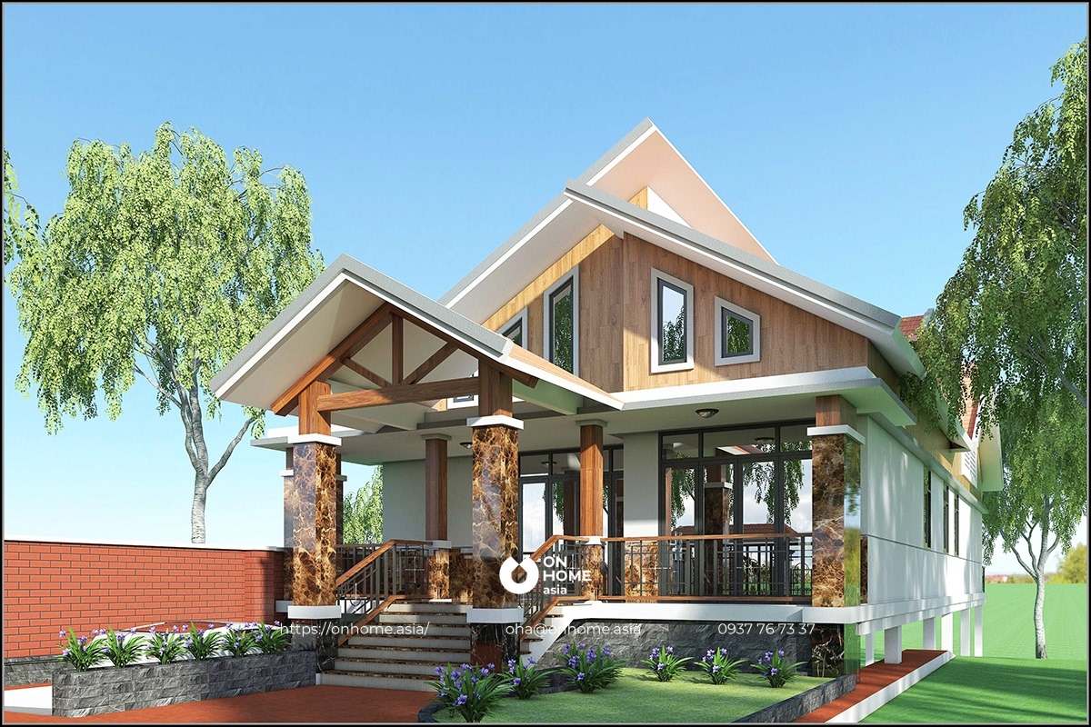 Nhà cấp 4 mái Thái có hầm để xe