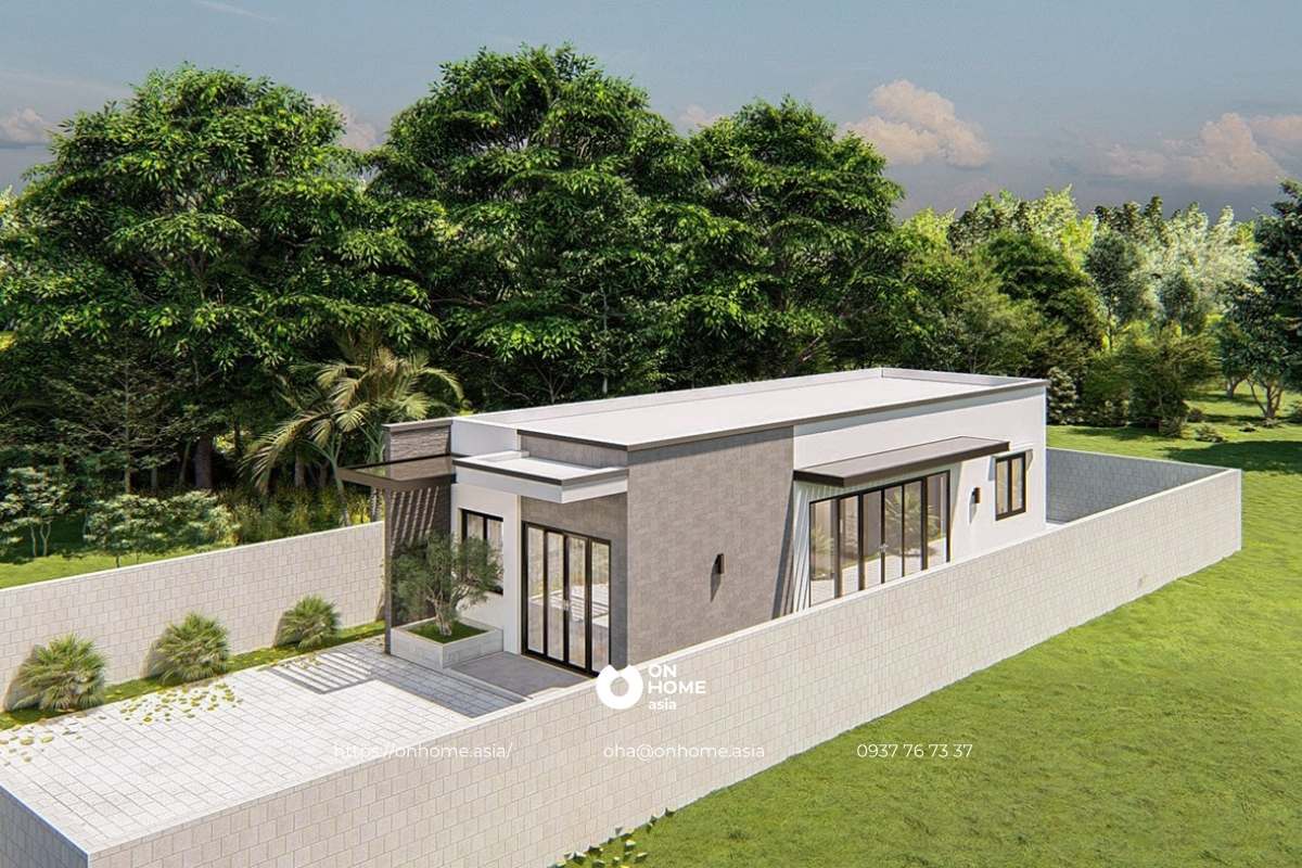 Mẫu nhà cấp 4 mái bằng đơn giản mà đẹp