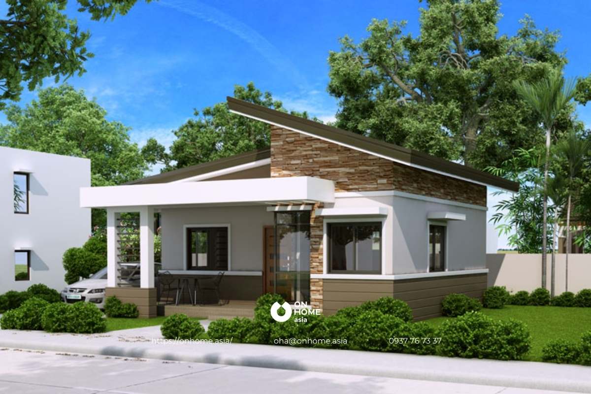 Nhà cấp 4 nông thôn 2 phòng ngủ đẹp