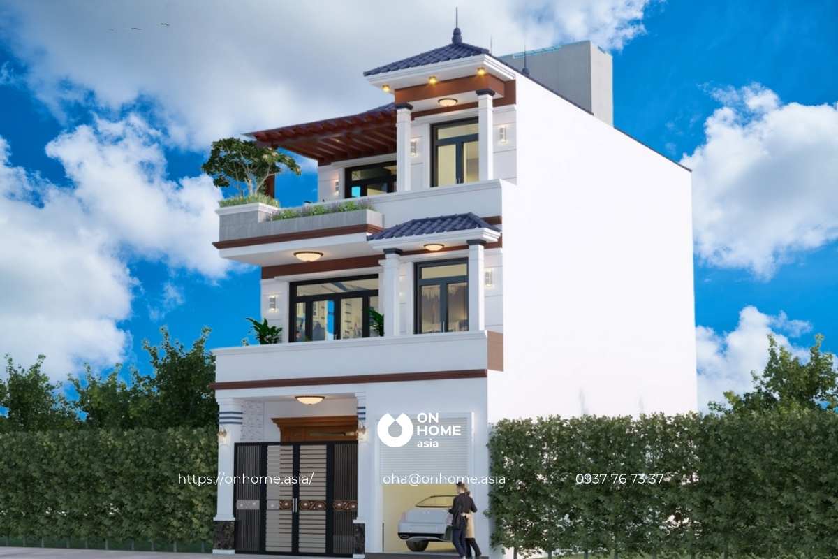 Nhà 3 tầng mái Nhật đẹp