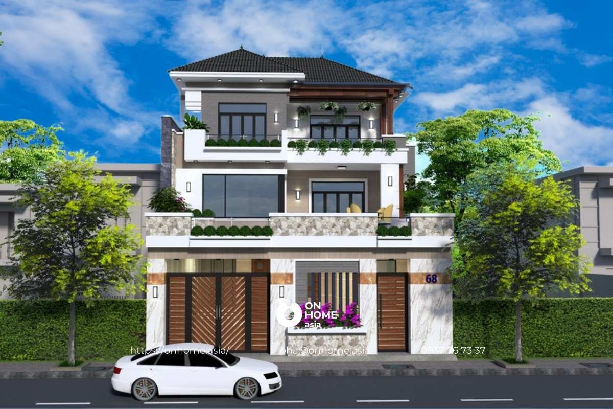 Nhà mái Nhật 3 tầng sang trọng, đẳng cấp