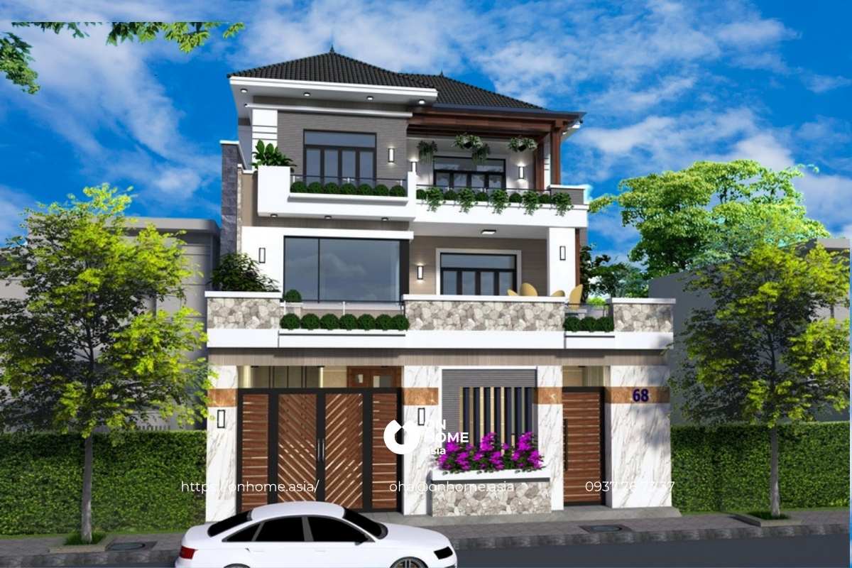 Nhà mái Nhật đẹp 3 tầng