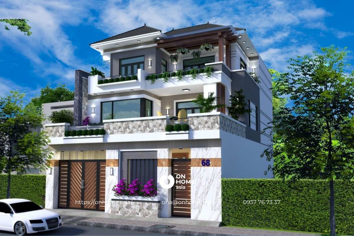 Nhà mái Nhật đẹp 3 tầng