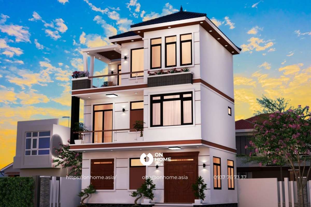 Nhà 3 tầng mái Nhật đẹp