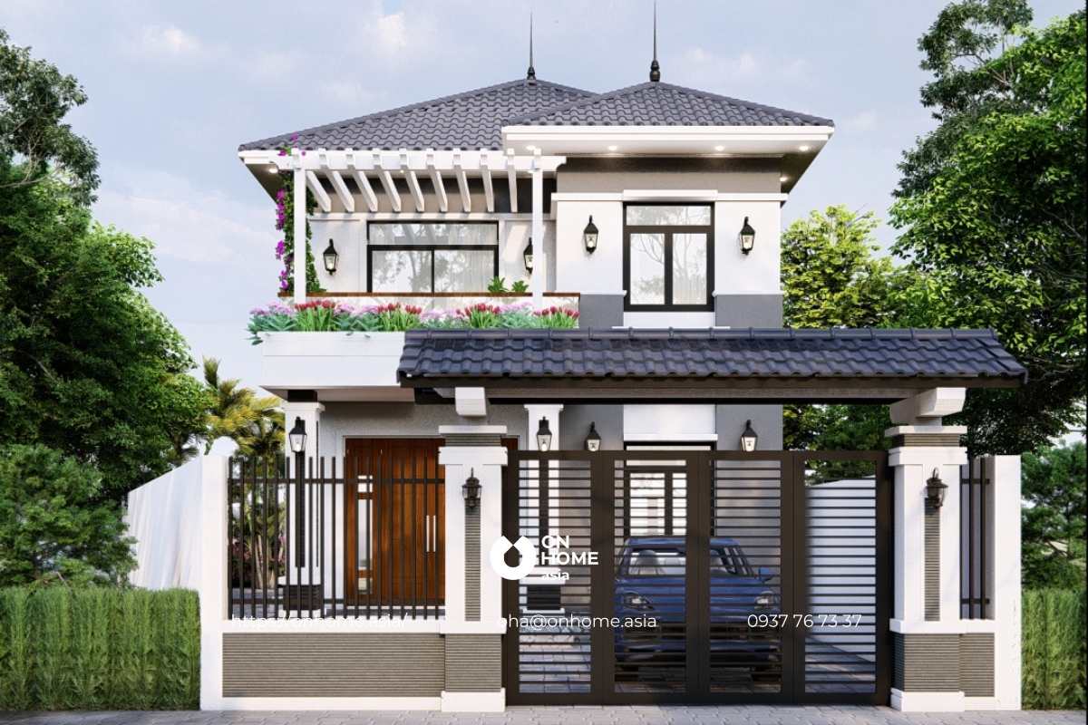 Nhà 2 tầng mái Nhật