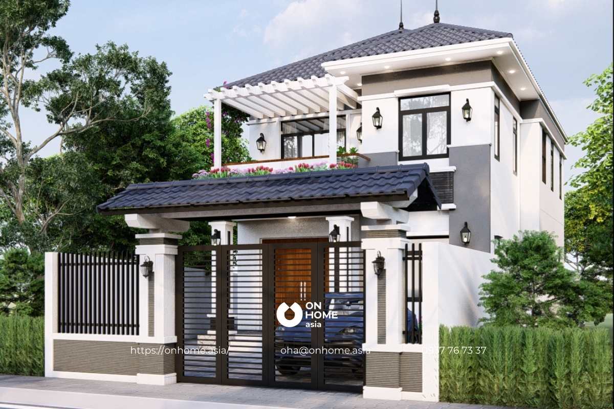 Nhà 2 tầng mái Nhật đẹp