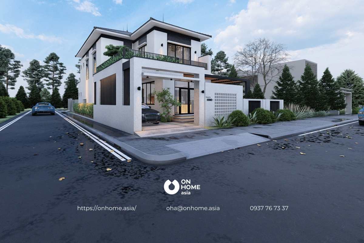 8x12m nhà mái Nhật 2 tầng đẹp