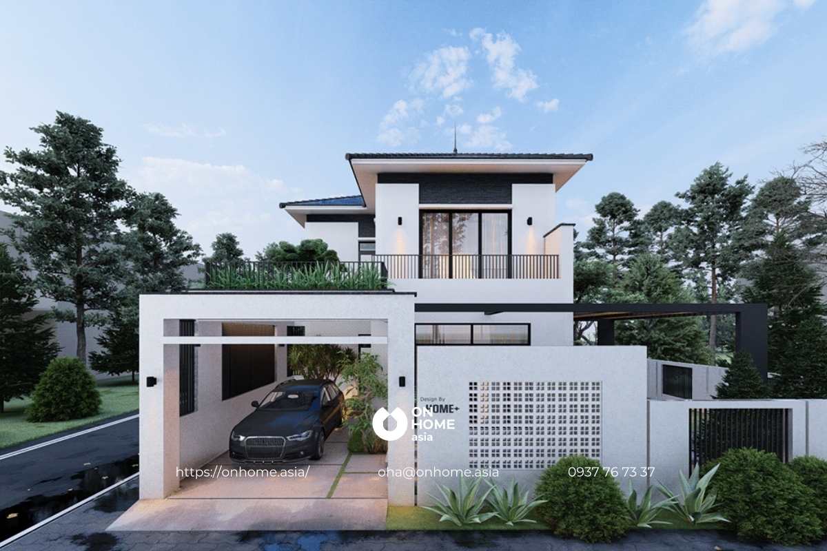 8x12m nhà mái Nhật 2 tầng