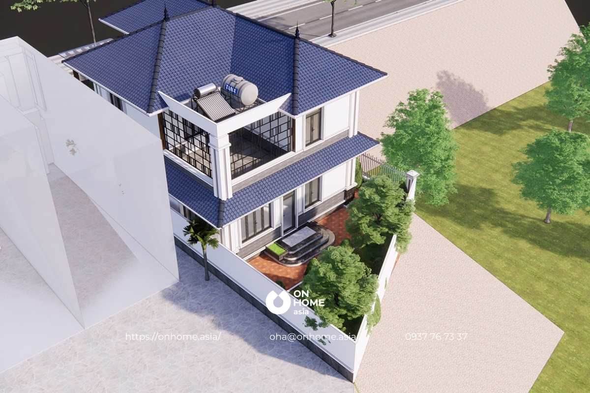 Nhà mái Nhật 2 tầng 4 phòng ngủ đẹp