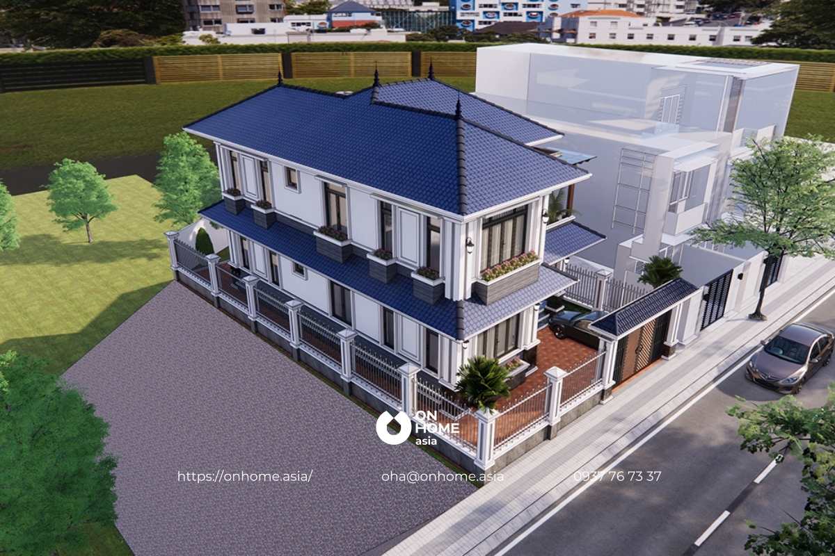 Nhà mái Nhật hiện đại 2 tầng 4 phòng ngủ