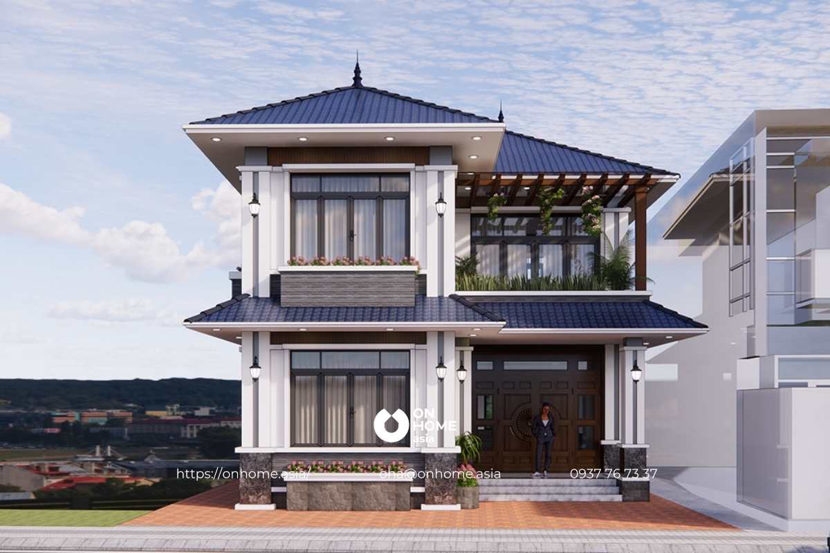 Nhà mái Nhật đẹp 2 tầng 4 phòng ngủ