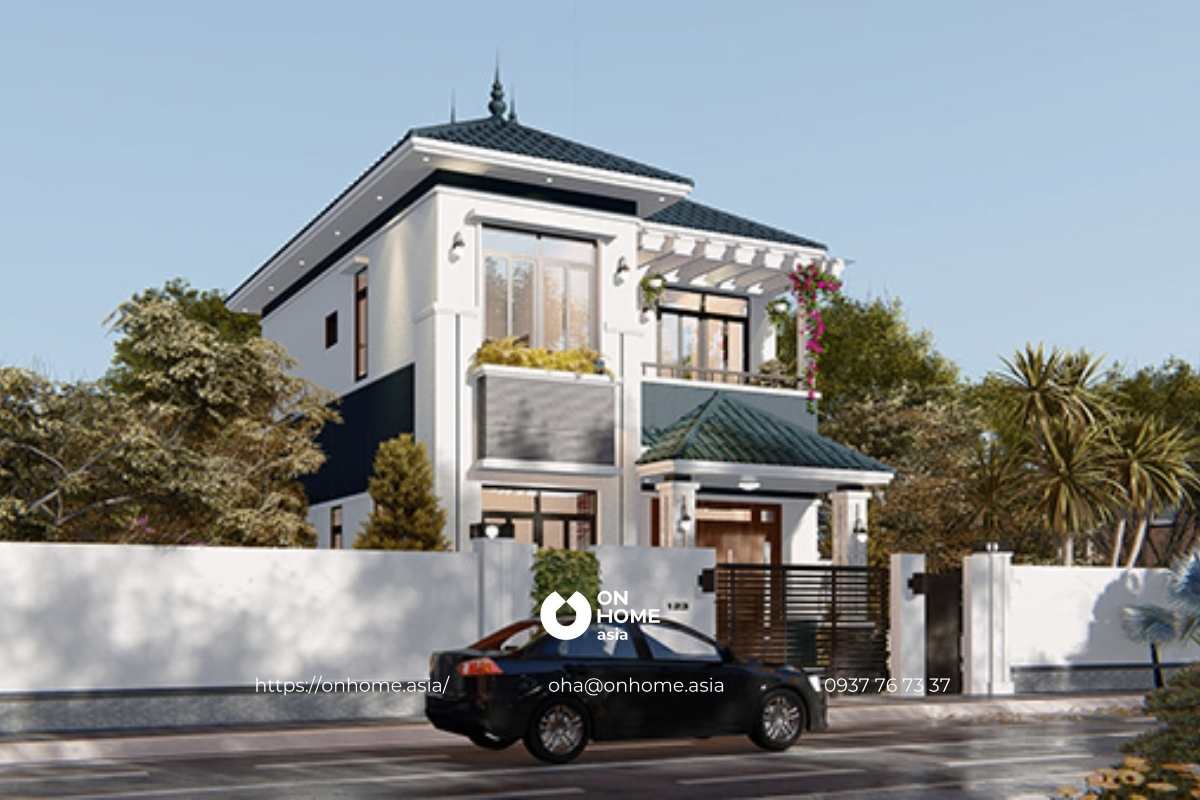 Biệt thự 2 tầng mái Nhật cuốn hút