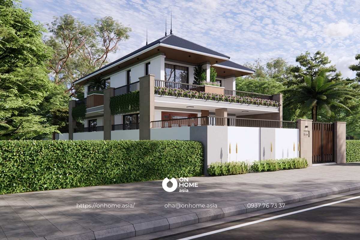 Biệt thự vườn 2 tầng mái Nhật sang trọng