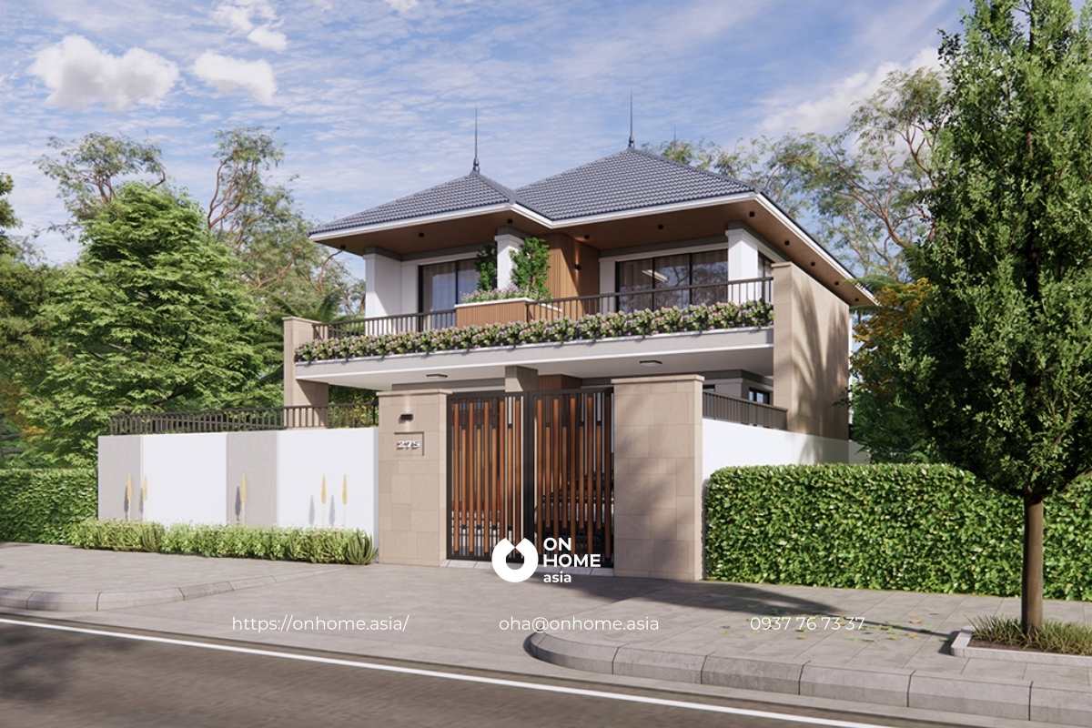 Biệt thự vườn 2 tầng đẹp mái Nhật&nbsp;