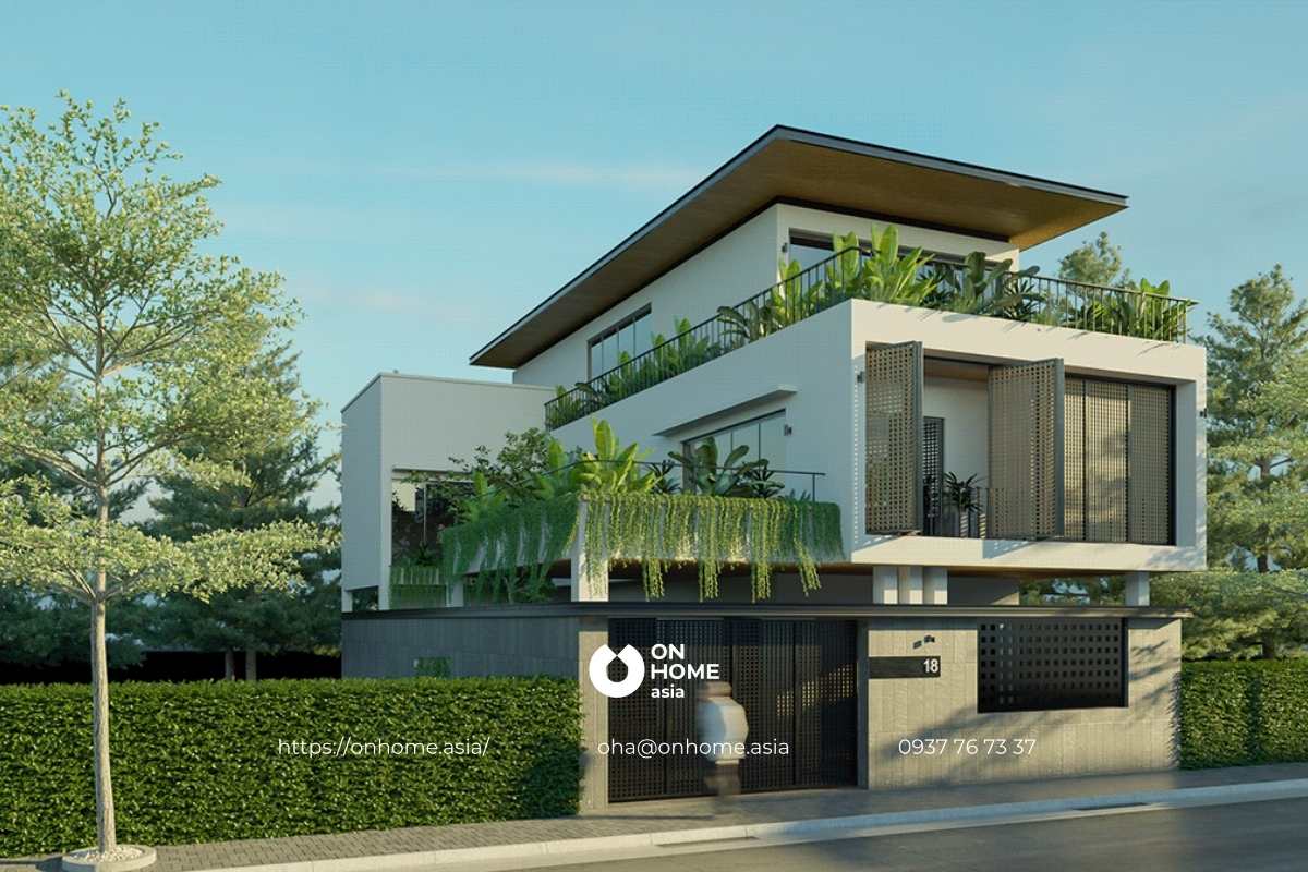 Biệt thự 3 tầng mái Nhật đẹp