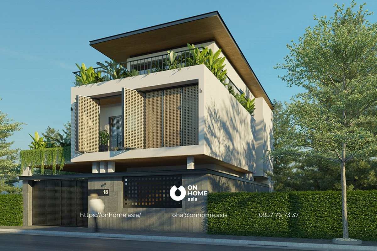Biệt thự 3 tầng mái Nhật sang chảnh