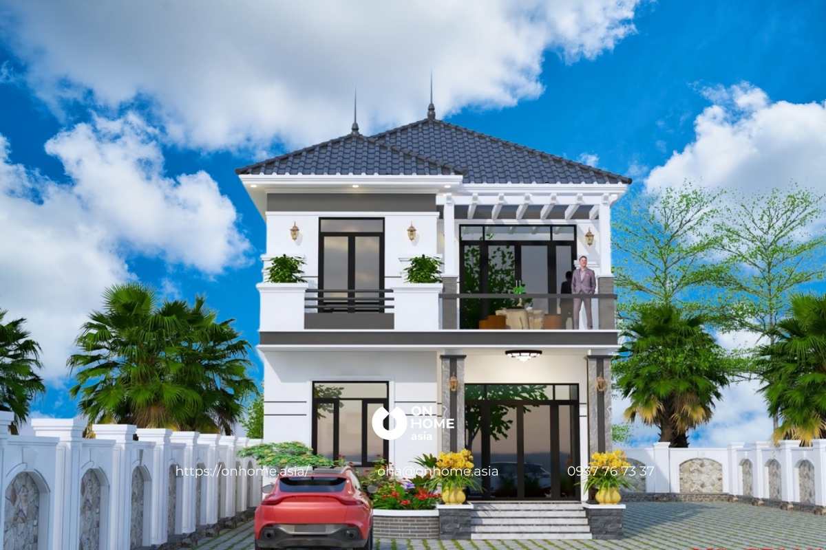 Nhà mái Nhật 2 tầng đẹp, hiện đại