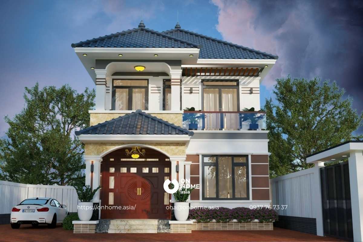 Nhà 2 tầng mái Nhật Tân Cổ Điển đẹp