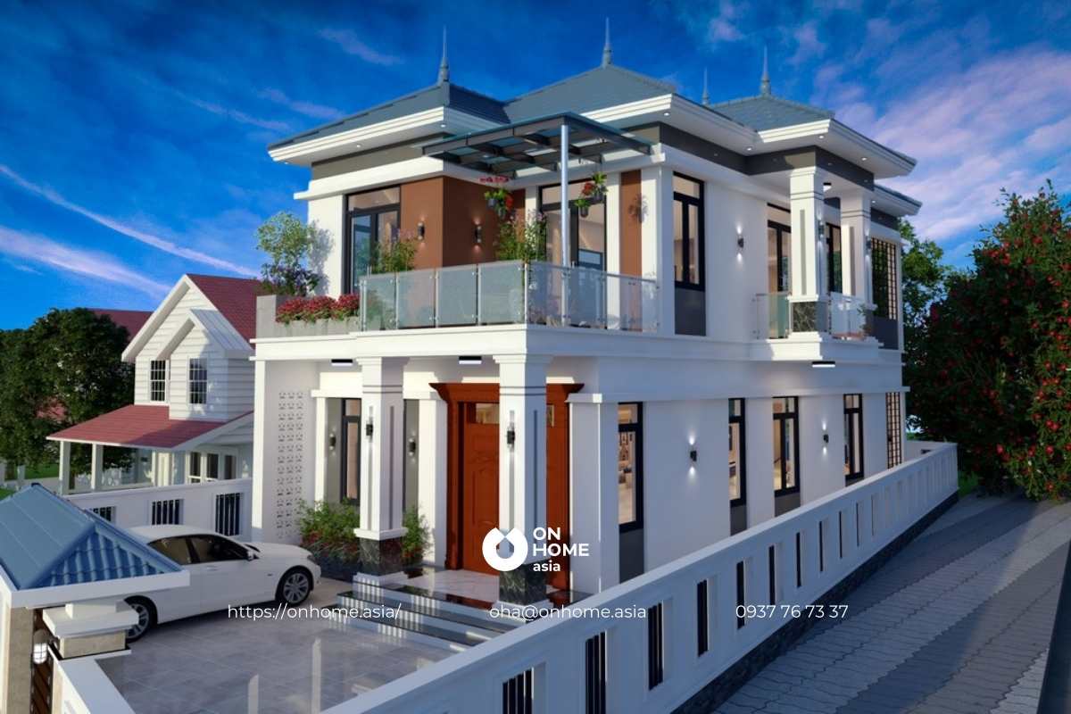 Thiết kế nhà mái Nhật 2 tầng đẹp, hiện đại