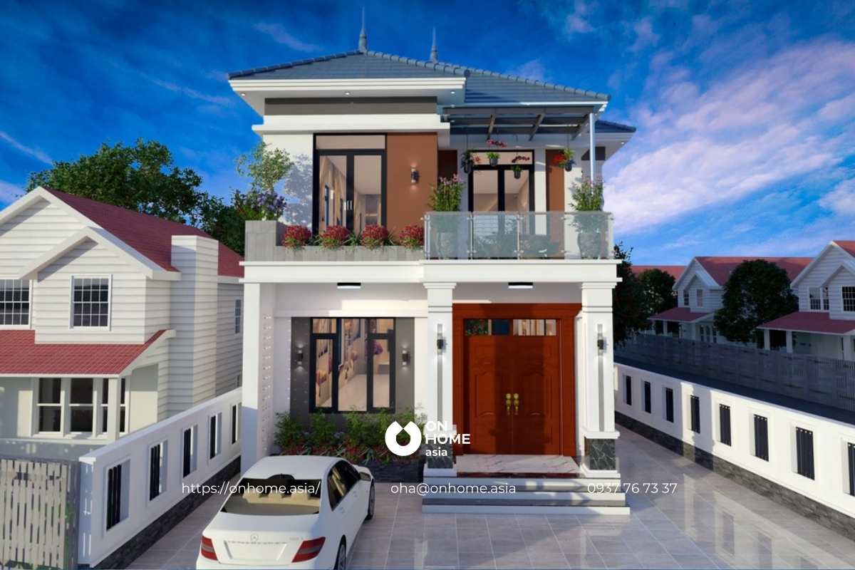 Thiết kế nhà mái Nhật 2 tầng đẹp, sang trọng