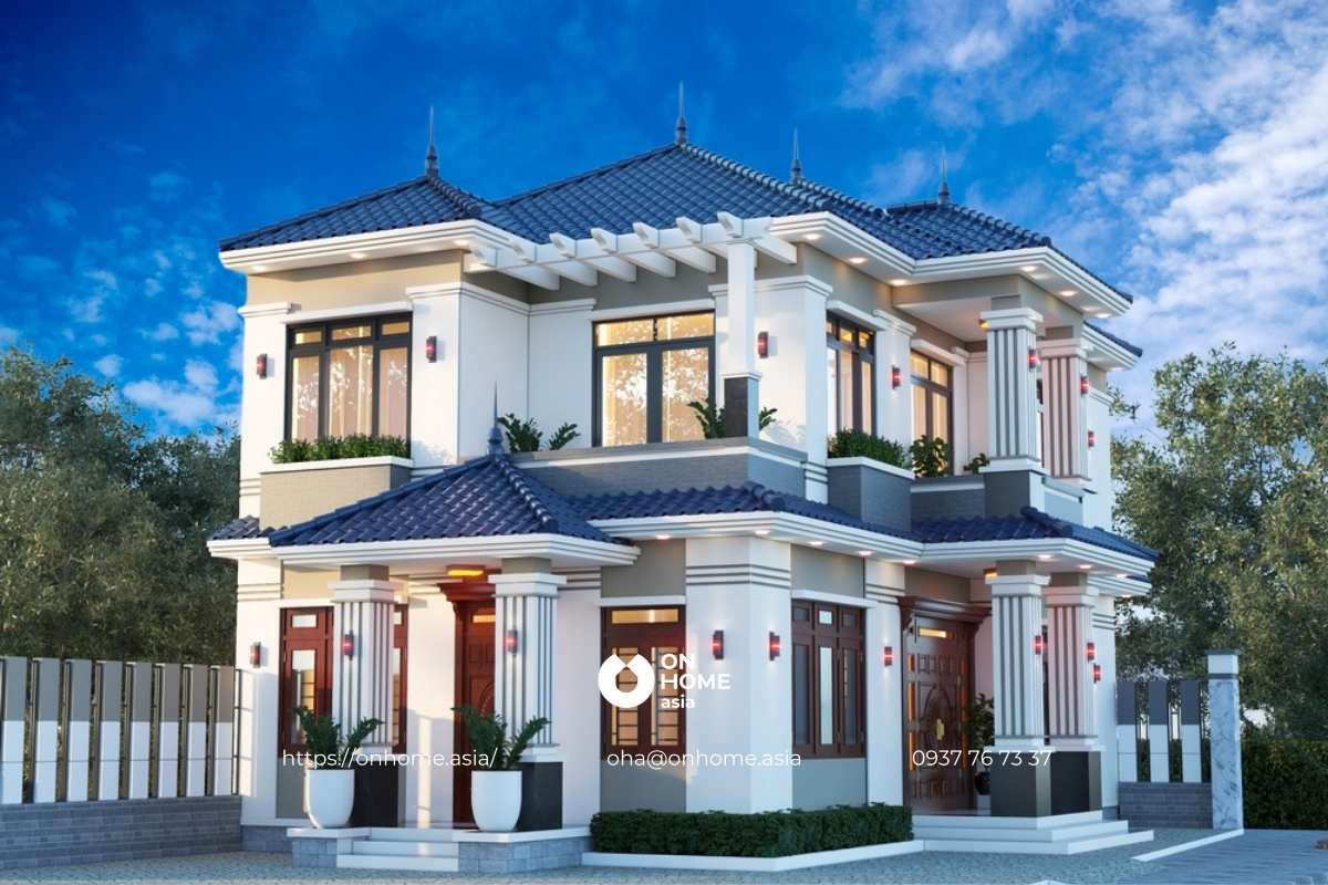 Thiết kế biệt thự mái Nhật 2 tầng đẹp, sang trọng