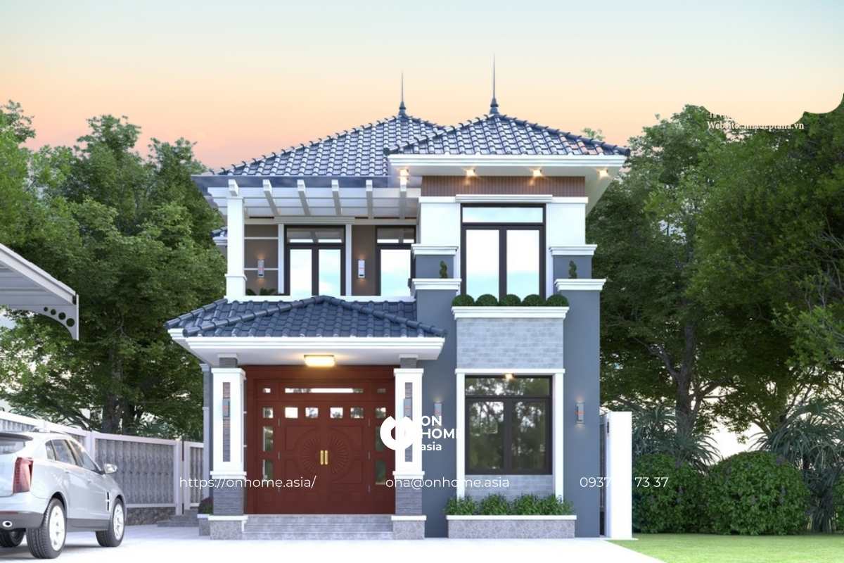 Biệt thự nhà vườn mái Nhật Tân Cổ Điển đẹp