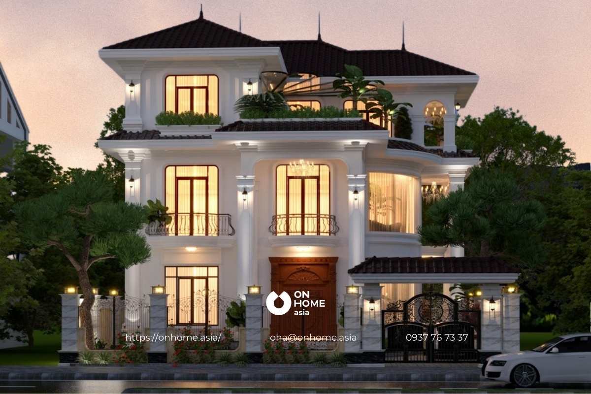 Biệt thự Tân Cổ Điển mái Nhật sang chảnh