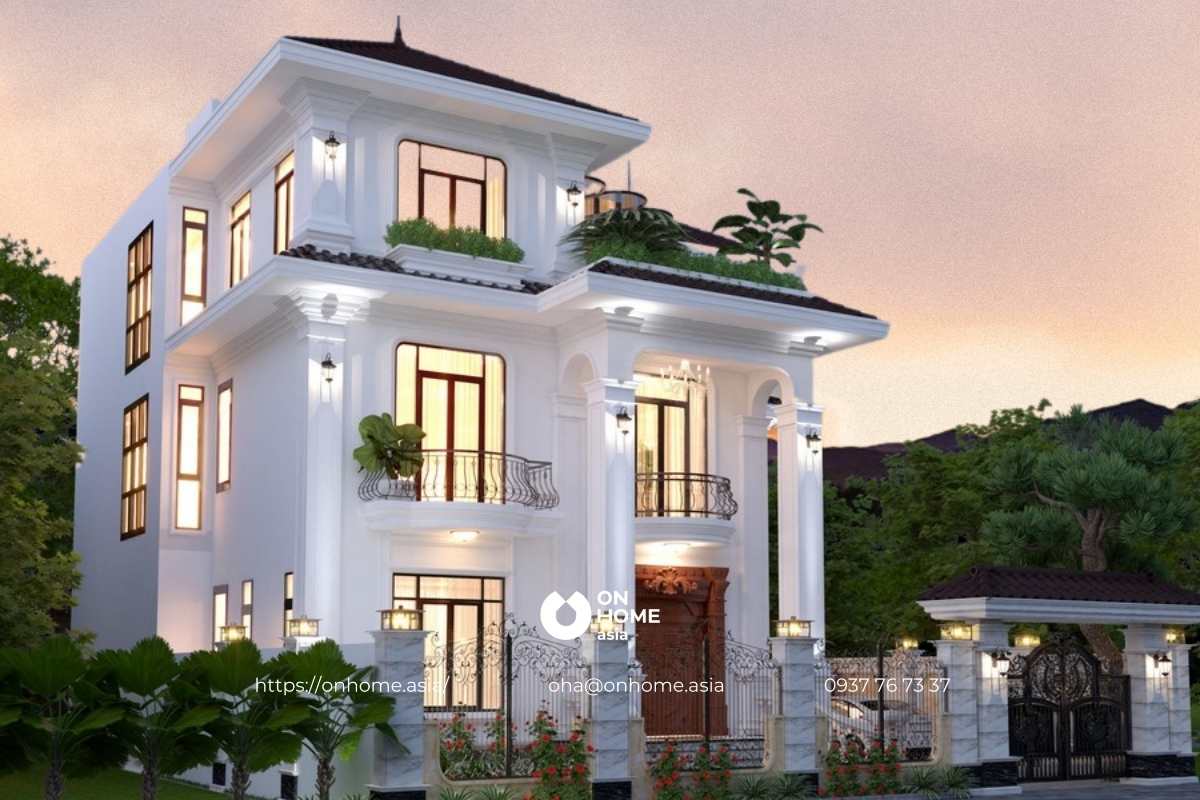 Biệt thự Tân Cổ Điển mái Nhật sang chảnh, đẹp