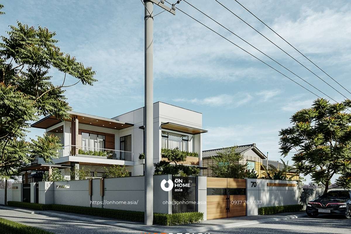 Mẫu nhà phố 2 tầng đẹp, hiện đại