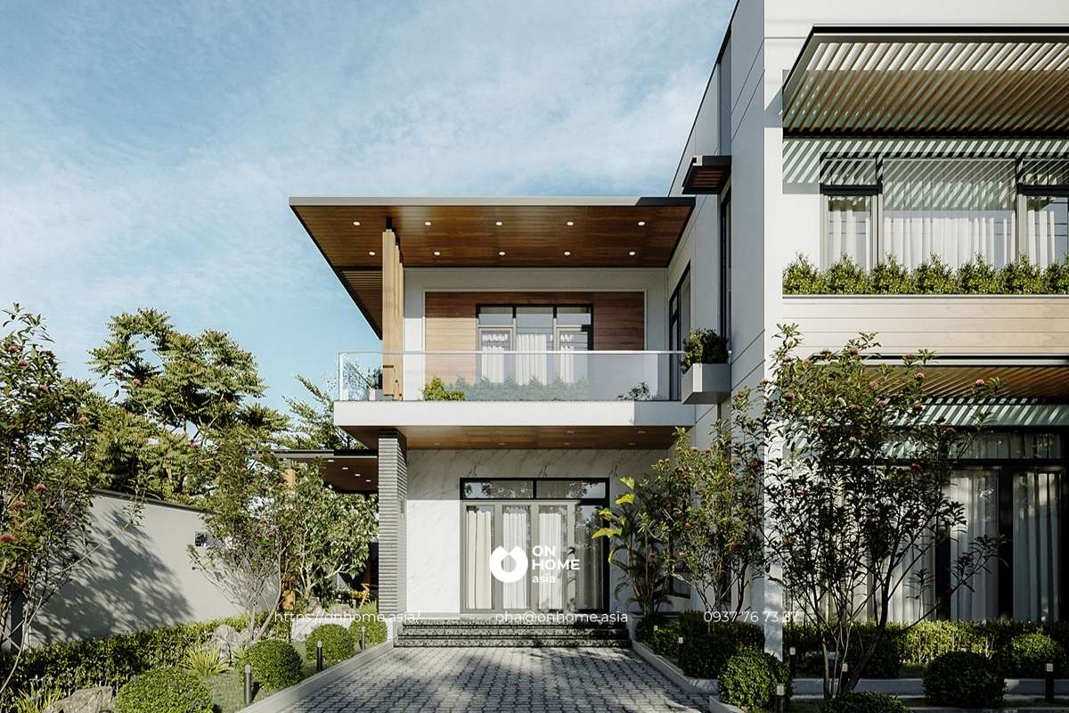 Mẫu nhà phố 2 tầng 2 mặt tiền đẹp, hiện đại