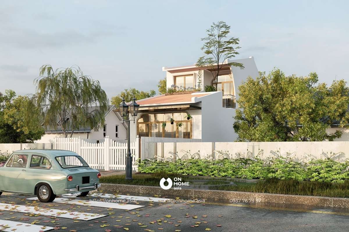 Thiết kế nhà phố 2 tầng mặt tiền 6m