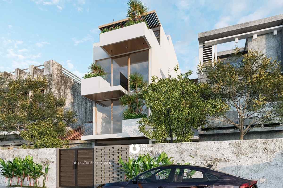 Nhà phố đẹp 4 tầng phong cách hiện đại