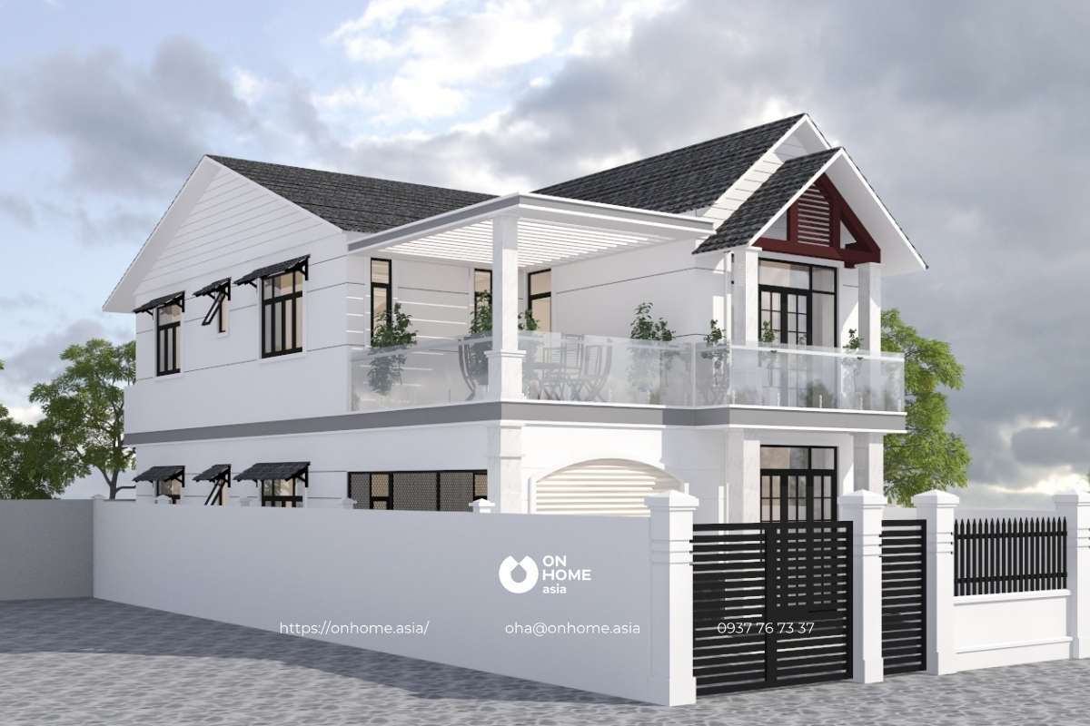 Thiết kế nhà phố Tân Cổ Điển mái Thái đẳng cấp