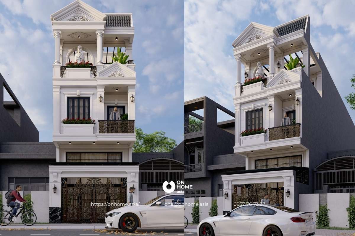 Nhà phố đẹp 3 tầng phong cách Tân Cổ Điển