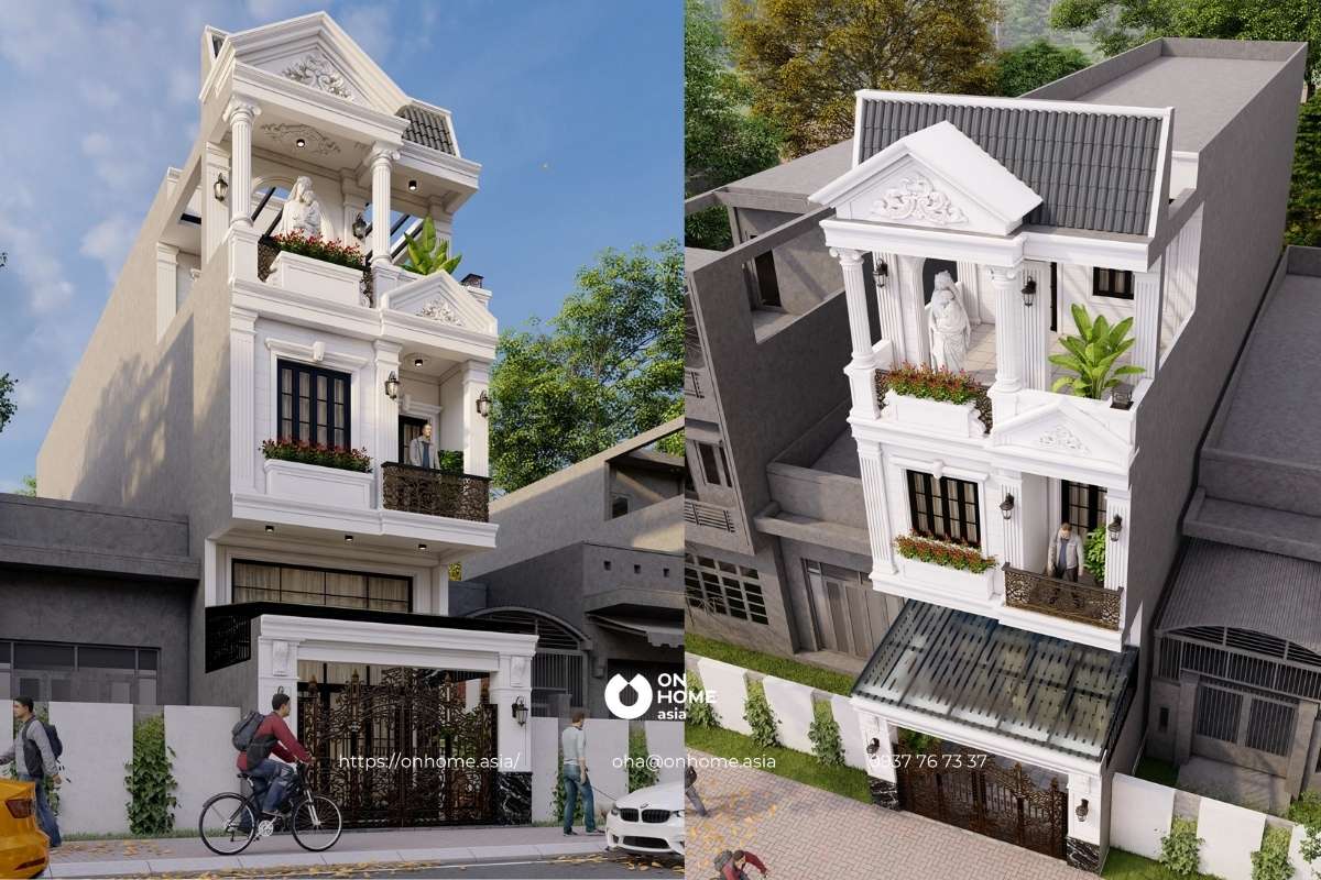 Nhà phố đẹp 3 tầng phong cách Tân Cổ Điển