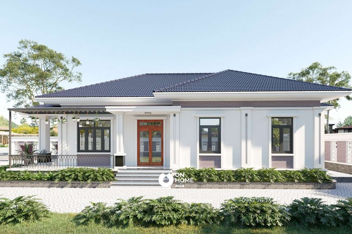 Nhà vườn đẹp 1 tầng 4 phòng ngủ mái Nhật&nbsp;