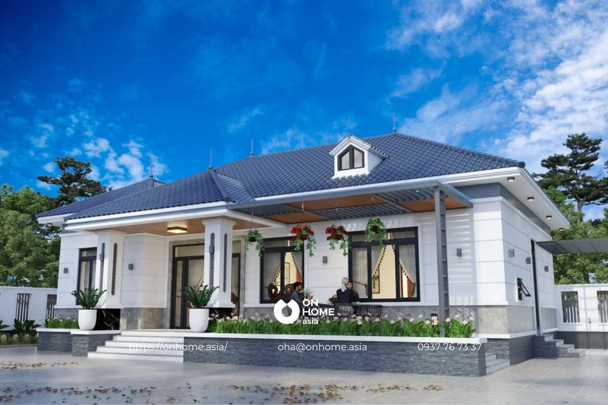 Nhà vườn 1 tầng Tân Cổ Điển đẹp, sang trọng