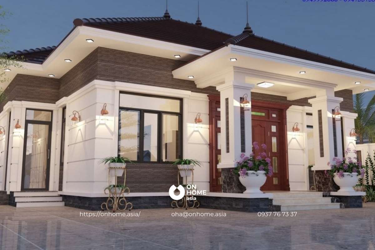 Nhà vườn 1 tầng mái Nhật đẹp, hiện đại