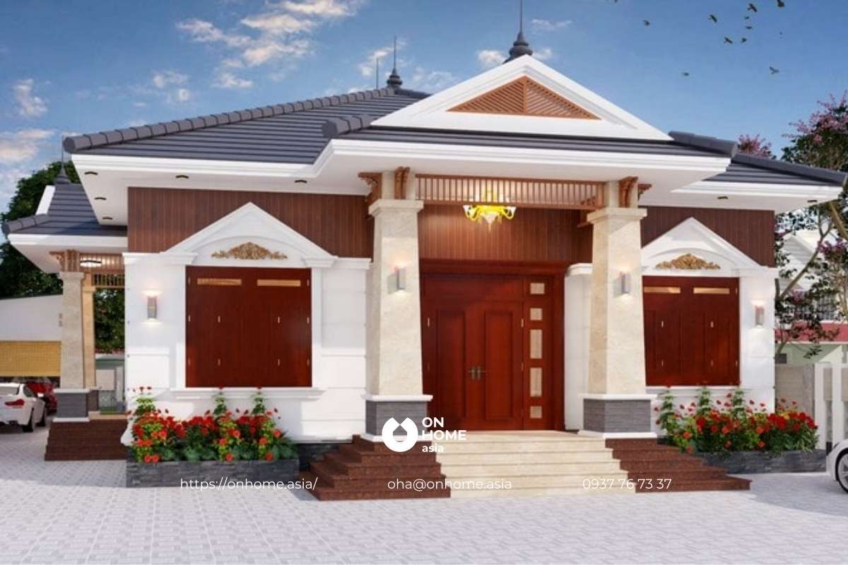 Nhà vườn 1 tầng mái Thái đẹp