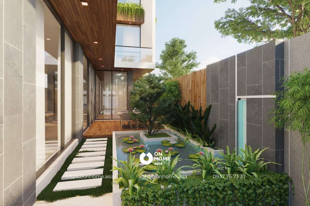 Nhà vườn 2 tầng đơn giản, hiện đại