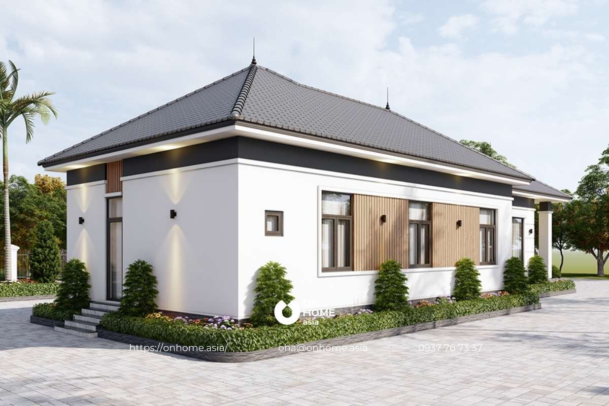 Nhà vườn cấp 4 mái Nhật hiện đại