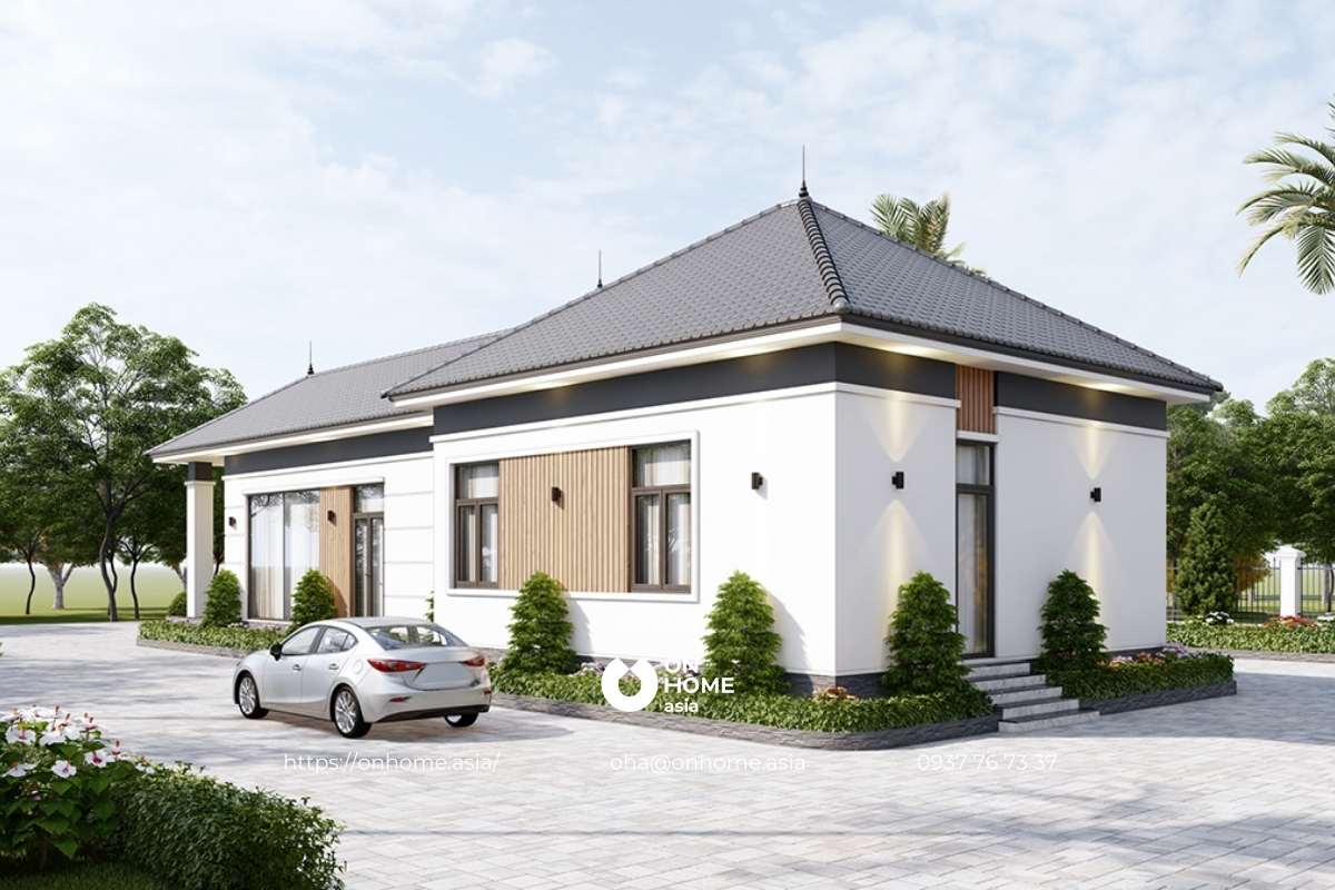 Nhà vườn cấp 4 mái Nhật hiện đại