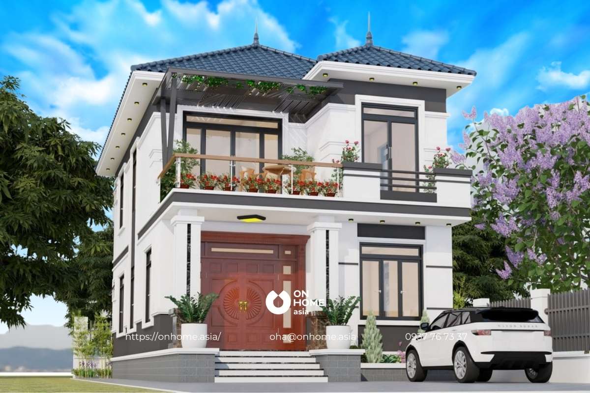 Nhà vườn đẹp 2 tầng kiểu Nhật sang trọng