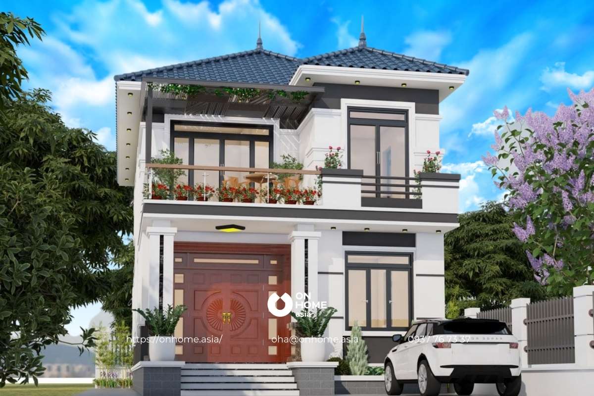 Nhà vườn đẹp 2 tầng kiểu Nhật sang trọng, hiện đại