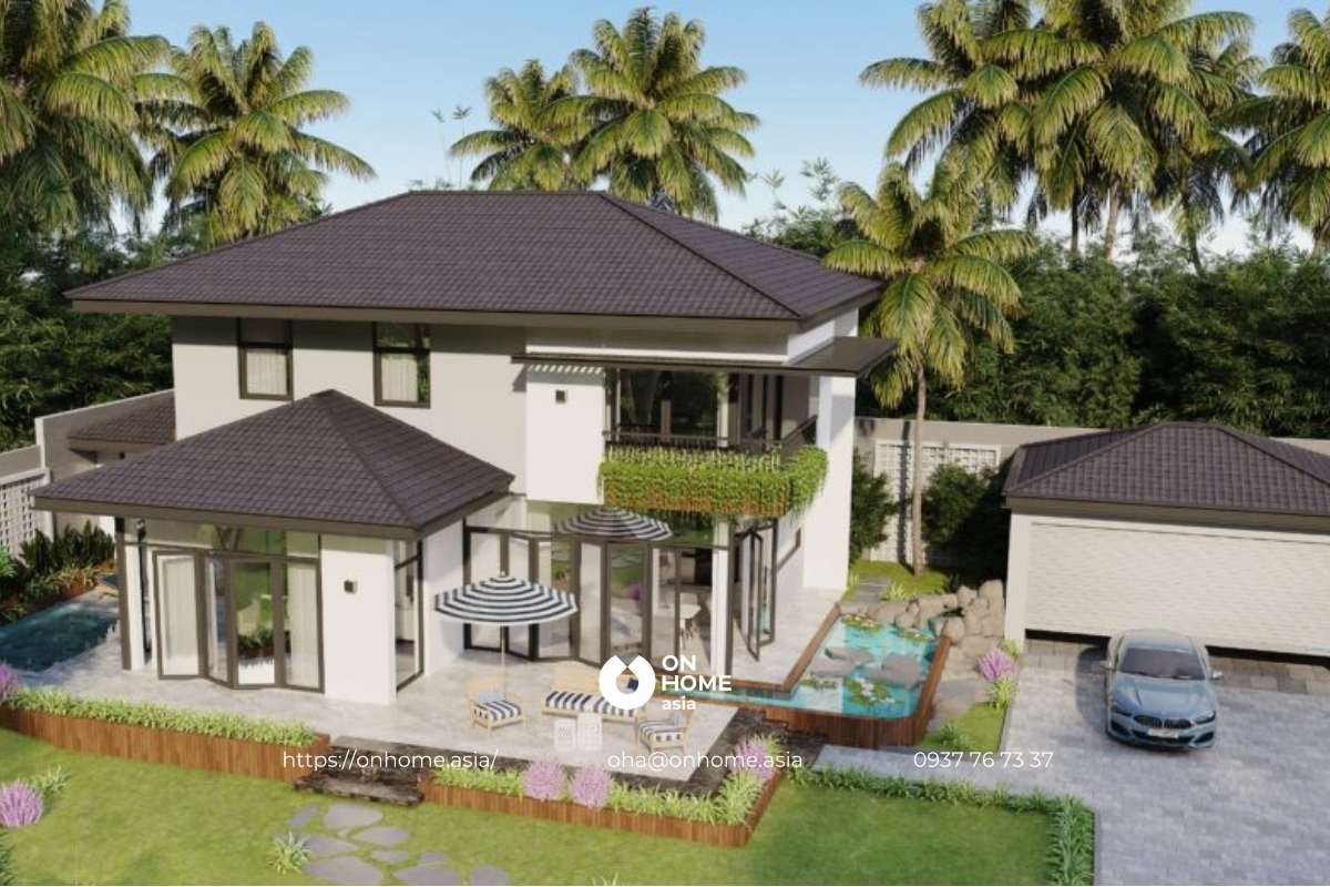 Nhà vườn 2 tầng kiểu Nhật đẹp, sang chảnh