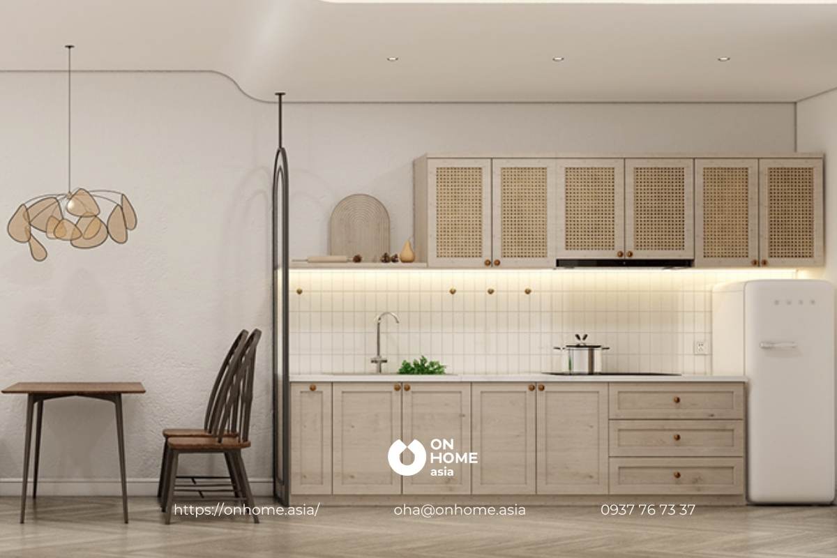 Tủ bếp chữ I đơn giản, thanh lịch