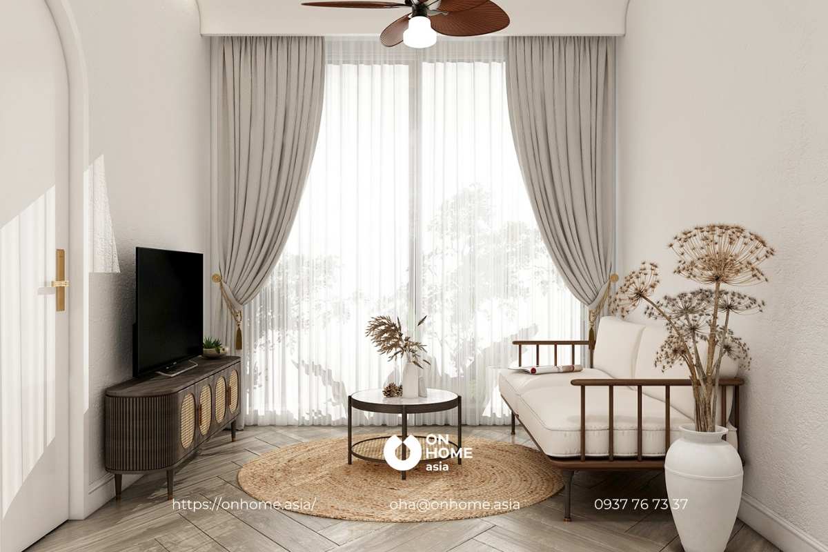 Thiết kế phòng khách chung cư đơn giản thanh lịch